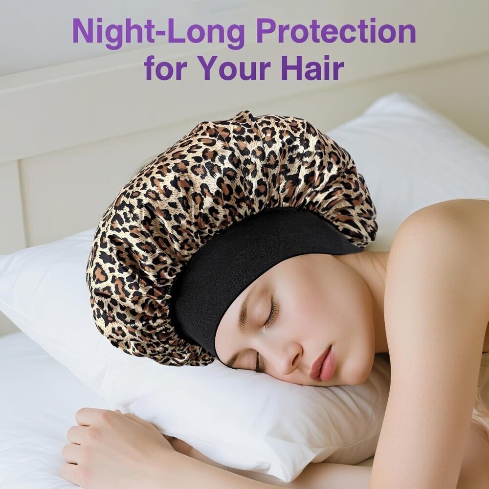 10 Pcs Satin Bonnet for Women Hair Sleep Cap Soft Wide Band Protects All Styles - Picture 5 of 7